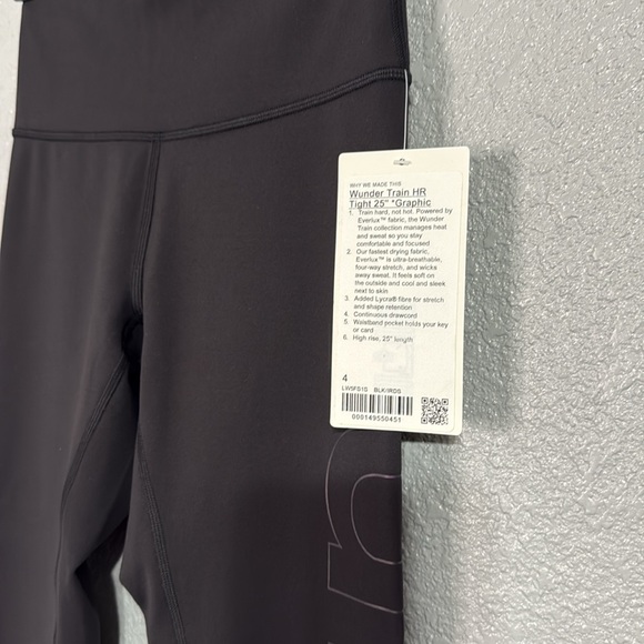 Wunder Train 25” HR tight with lululemon graphic size 4 black - Picture 5 of 8